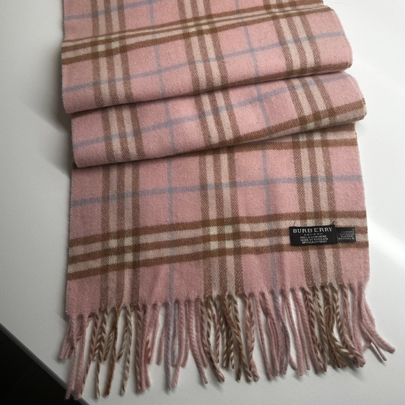 Vintage-Authentic Burberry London Pink Nova Check 100% Cashmere - Picture 2 of 6